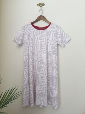 Schumacher x Lake Red Deconstructed Stripe Weekend Nightgown Medium Lux Lounge